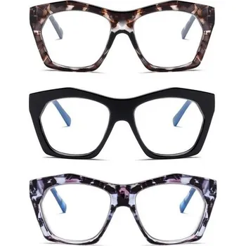 Brýlová obroučka Viseng 3 balení brýlí na čtení s velkým rámem pro ženy Anti Blue Light Módní pomůcka na čtení Jarní