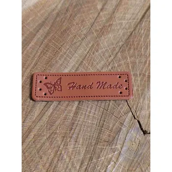 Eko kůže cedulka Handmade 15x50 mm barva hnědá