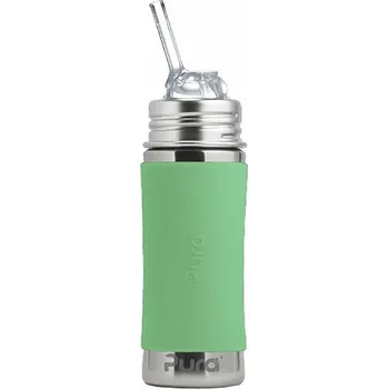 Láhev Pura Nerezová láhev s brčkem 325 ml Moss