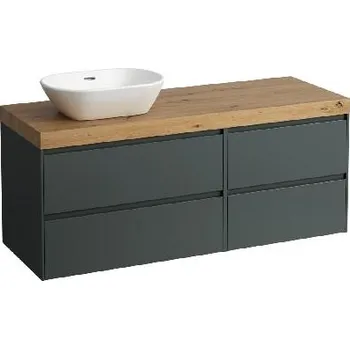 Koupelnový nábytek Laufen Lani - Umyvadlová skříňka, 58x137x49 cm, 4 zásuvky, výřez vlevo, šedá/dub H4065821122661