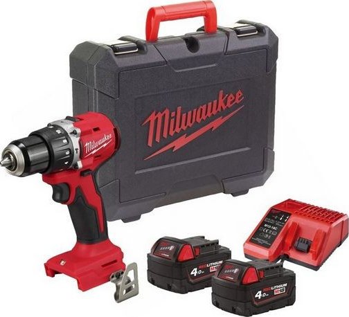 Aku bezuhlíková příklepová vrtačka 18V, 2x 4,0Ah, Kufr, MILWAUKEE 4933492824