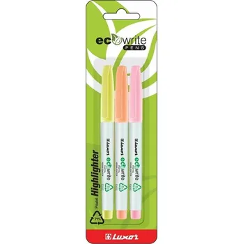 Zvýrazňovač Zvýrazňovač Luxor ECO, sada 3 pastelových barev
