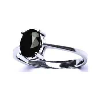 Prsten Zlatý prsten, přírodní černý spinel (pleonast), bílé i žluté zlato - T 1245