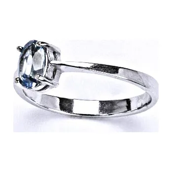 Prsten Zlatý prsten, modrý zirkon, bílé i žluté zlato - T 1246