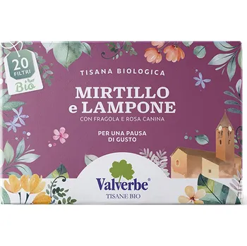 Čaj Valverbe Borůvka & malina BIO bylinný čaj 20 sáčků (30 g)