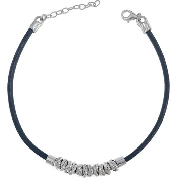 Náramek Kožený náramek zdobený kolečky délka náramku 19+3cm