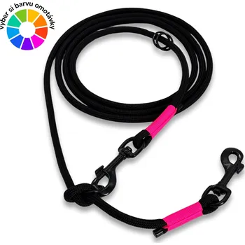 Vodítko pro psa PafDog® Přepínací nastavitelné vodítko 8mm, černé extra pevné, 11 délek, vlastní výběr barvy omotávky DÉLKA VODÍTKA: 3 metry