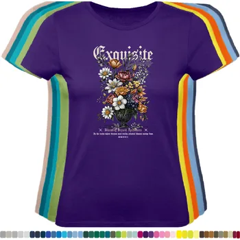 Dámské tričko damske-levne-bavlnene-tricko-digitalni-potisk-nadherne-kvety Barva: Lavender - levandulová, velikost: S