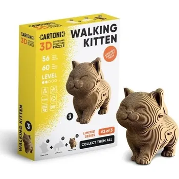 3D puzzle Cartonic 3D PUZZLE - WALKING KITTEN, 56 dílků, LEVEL2