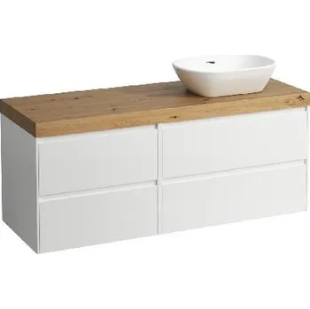 Koupelnový nábytek Laufen Lani - Umyvadlová skříňka, 58x137x49 cm, 4 zásuvky, výřez vpravo, matná bílá/dub H4065831122601