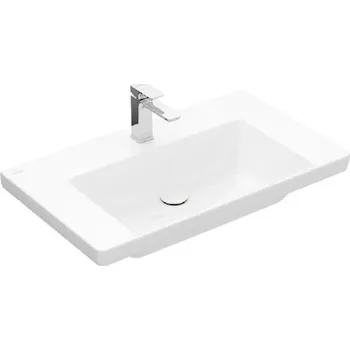 Umyvadlo Villeroy & Boch Subway 3.0 - Umyvadlo 80x47 cm, bez přepadu, otvor pro baterii, CeramicPlus, Stone White 4A7081RW