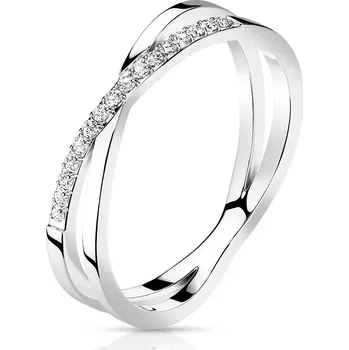 Prsten Steel Edge Prsten se zirkony 7719S Velikost: 54