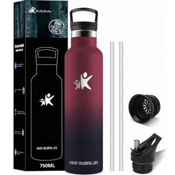 Termoska Termoska Láhev Termoska Hrnek na Kávu Čaj se Slámkou Višňový 750ml