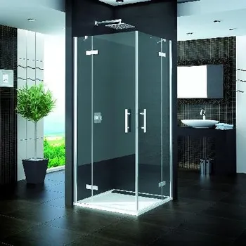 RONAL Pur - Rohový vstup dvoudílný s křídlovými dveřmi s vyrovnávacími profily, 75 cm, levý díl - barva chrom, sklo satén PUE2PG0751049