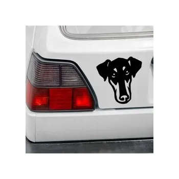 Samolepicí dekorace na vozidlo Samolepka na auto Pes Dobrman Psiakrew na světlou karoserii 15 cm