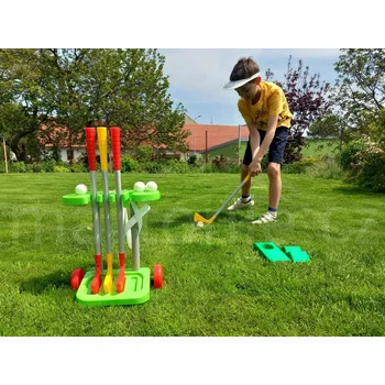 Golfová sada pro děti s vozíkem, holemi a míčky 15dílů