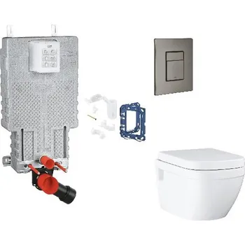 WC sada Grohe Uniset - Set předstěnové instalace, klozetu, sedátka SoftClose, tlačítka Skate Cosmopolitan a sady pro vhazování tablet, kartáčovaný Hard Graphite SANI15BB5118