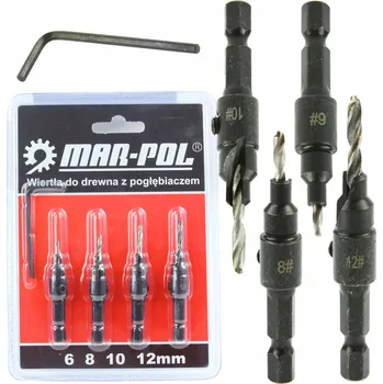 Vrták SADA VRTÁKŮ S PŘEDVRTÁKEM A ZÁHLUBNÍKEM 4 KS