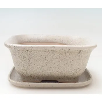 Květináč Bonsai miska + podmiska H37 - 14,5x13x6,5 cm. - béžová