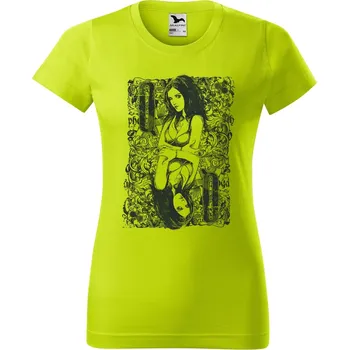 Dámské tričko DOBRÝ TRIKO Dámské tričko s potiskem Queen Barva: Limetková, Velikost: 2XL