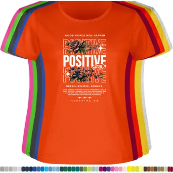 Dámské tričko damske-levne-bavlnene-tricko-digitalni-potisk-kvetina-myslenka Barva: Orange - pomerančová, velikost: XL