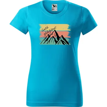 Dámské tričko DOBRÝ TRIKO Dámské tričko s potiskem Čistá záležitost pruhy Barva: Tyrkysová, Velikost: S