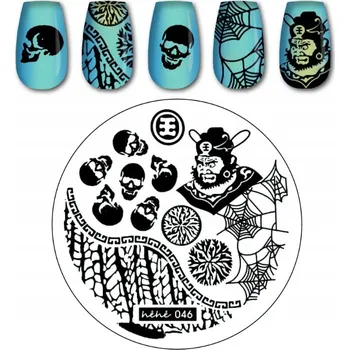 Přípravek na nehty Šablona / Destička na nehty pro zdobení nehtů - vzor hehe - 046