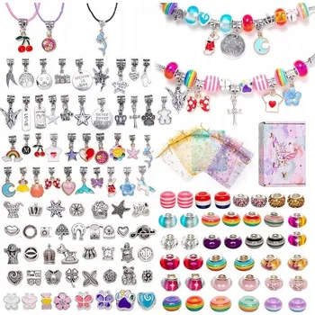 dětská sada na výrobu šperků SADA NA VÝROBU NÁRAMKŮ, BIŽUTERIE, NÁHRDELNÍKŮ, KORÁLKY, PŘÍVĚSKY