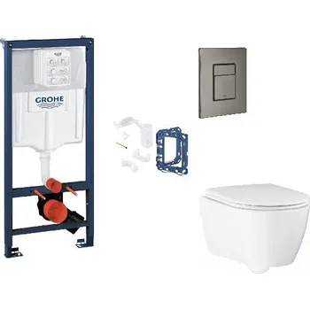 WC sada Grohe Rapid SL - Set předstěnové instalace, klozetu, sedátka SoftClose, tlačítka Skate Cosmopolitan a sady pro vhazování tablet, kartáčovaný Hard Graphite SANI11BB5140