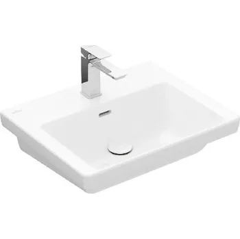 Umyvadlo Villeroy & Boch Subway 3.0 - Umyvadlo 55x44 cm, s přepadem, otvor pro baterii, CeramicPlus, Stone White 4A7055RW