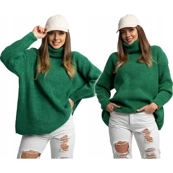 Dámský svetr Setin dámský svetr zelený oversize k bokům univerzální velikost