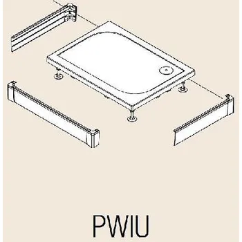 Sprchová vanička RONAL Marblemate - Hliníkový přední panel pro obdélníkovou vaničku, U-panel, 3 strany, 800 x 1600 mm - vanička aluchrom PWIU801608050