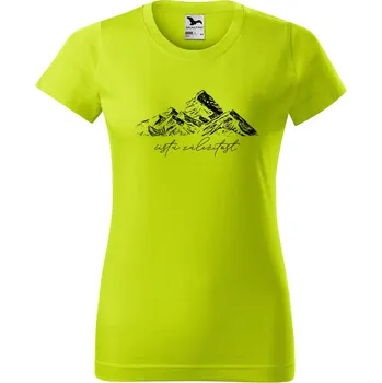 Dámské oblečení DOBRÝ TRIKO Dámské tričko s potiskem Čistá záležitost hory Barva: Limetková, Velikost: M