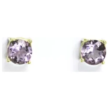 Náušnice Zlaté náušnice přírodní ametyst - NŠ1251 - žluté zlato (Zlaté náušnice na šroubek s ametystem 5 mm)