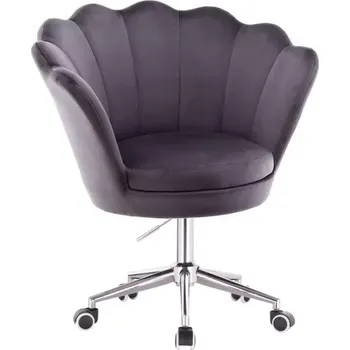 LuxuryForm DESIGN Křeslo FREY VELUR na stříbrné podstavě s kolečky - tmavě šedé