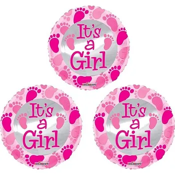SMART BALLOONS Foliový balónek - it´s a girl / je to holka, baby shower, 45 cm, 3 ks
