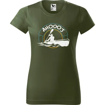 Dámské tričko DOBRÝ TRIKO Dámské tričko s potiskem Ahoooj kajak Barva: Khaki, Velikost: 2XL