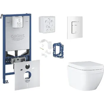 Klozet Grohe Rapid SLX - Set předstěnové instalace, klozetu, sedátka SoftClose, tlačítka Skate Cosmopolitan a sady pro vhazování tablet, Triple Vortex, alpská bílá SANI11BB3136
