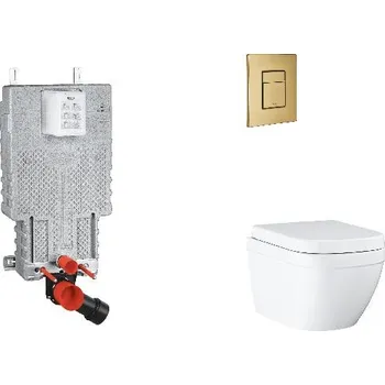 WC sada Grohe Uniset - Set předstěnové instalace, klozetu, sedátka SoftClose a tlačítka Skate Cosmopolitan, Triple Vortex, kartáčovaný Cool Sunrise SANI15BB4106