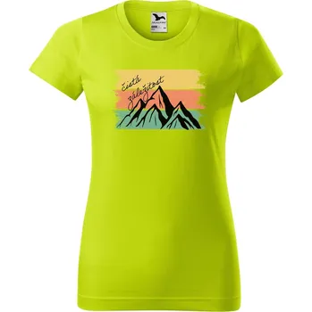 Dámské oblečení DOBRÝ TRIKO Dámské tričko s potiskem Čistá záležitost pruhy Barva: Limetková, Velikost: L