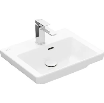 Umyvadlo Villeroy & Boch Subway 3.0 - Umývátko 50x40 cm, s přepadem, otvor pro baterii, CeramicPlus, Stone White 437050RW