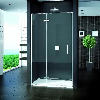 RONAL Pur - Jednokřídlé dveře s pevnou stěnou v rovině s vyrovnávacím profilem, 120 cm, panty vlevo - barva chrom, sklo Durlux PU13PG1201022