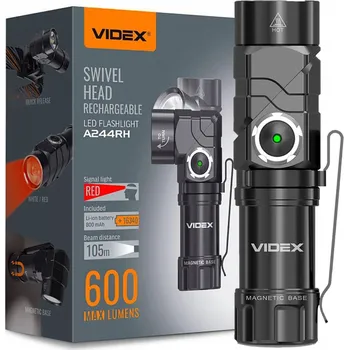 Svítilna Taktyczna LED Akumulatorowa Wodoszczelna 10W 600lm 5000K A244RH VIDEX