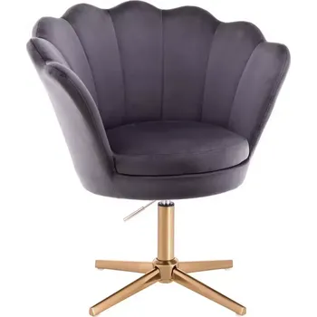 LuxuryForm DESIGN Křeslo FREY VELUR na zlatém kříži - tmavě šedé