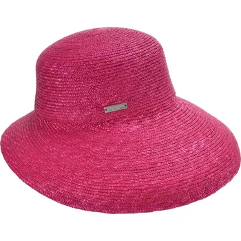 Klobouk SEEBERGER Luxusní slaměný dámský fuchsia klobouk - cloche se zkrácenou krempou vzadu Velikost: ONE SIZE