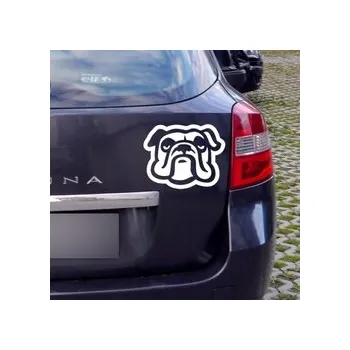 Samolepicí dekorace na vozidlo Samolepka na auto Pes Buldok Psiakrew na tmavé karoserie 15 cm