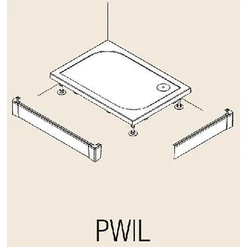 Sprchová vanička RONAL Marblemate - Hliníkový přední panel pro čtvercovou vaničku, L-panel, 2 strany, 800 x 800 mm - vanička černá matná PWIL08008006