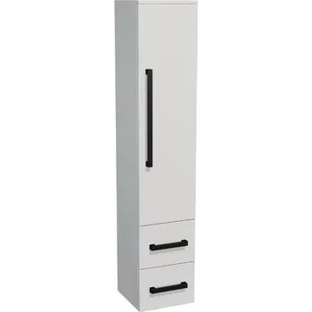 Koupelnový nábytek Koupelnová skříňka vysoká s černou úchytkou SAT Cube Way 35x163x33 cm bílá lesk lesk/mat CUBE3CV35BL