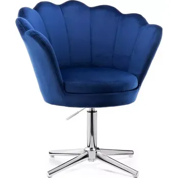 LuxuryForm DESIGN Kosmetické křeslo FREY VELUR na stříbrném kříži - modré