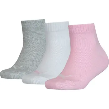 Dámské ponožky Ponožky PUMA Kids Quarter 3-Pack Pink/Grey Růžová 23-26